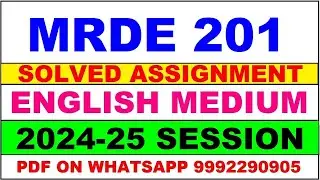 mrde 201 (PGDRD) solved assignment 2024-25 | mrde 201 solved assignment in english 2025 | mrde 201