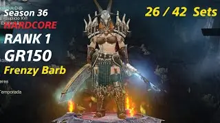 Season 36 HARDCORE  RANK 1  Frenzy Barbarian  GR 150.