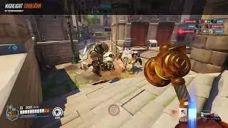Torbjorn hammer sneak attack against Reinhardt