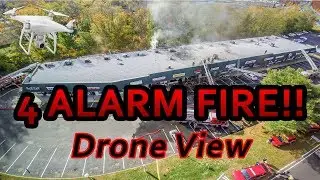 West Long Branch, NJ 4 alarm structure fire aerial drone video with scanner audio - 1080p HD