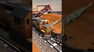Chaotic train hit cars and motorbikes and then crashed into a tanker truck #train #traingame