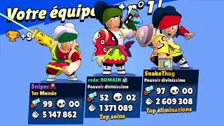 🏆 je joue avec le 1er MONDE  SNIPER BS 🐙 et SNAKETHUG 🐍 et PACK OPENING Brawl Stars Bob l'&eacute;ponge 🧽