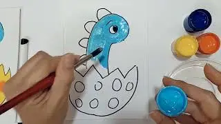 Cute baby dinosaur drawing step by step tutorial 