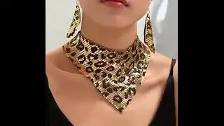 ShimmeringSequin Leopard Print Choker & Earring Set &ndash; Glam Statement Jewelry for Turning Party Looks