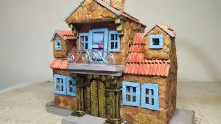 DIY Stone Farmhouse Using Cardboard Boxes/kartondan villa yapımı
