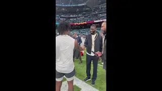 The HEARTWARMING GREETING between JASON WORILDS and R&Uuml;DIGER before DOLPHINS &ndash; COMMANDERS | NFL