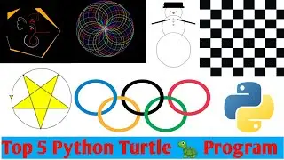 🐢Top 5 Python Design Using Turtle|Amazing Design in Python Turtle😲|#python#turtle #coding#youtube|