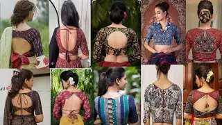 cotton saree collection with fancy latest trendy blouse design ideas/ linen saree wala blouse design