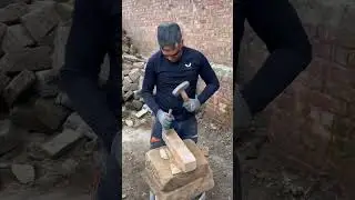 Stonemason Manual Making Bathroom Washbasin Cutting Natural Marble Granite Stone Sink work process