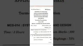 IGNOU BCA/MCA MCS-014 S.A.D June 2021/August 2021 Question Paper