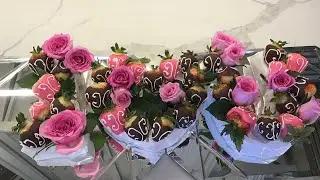 Como Hacer Arreglo Con Fresas Cubiertas De Chocolate y Rosas Naturales/I Love You Bouquet