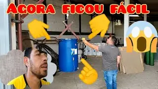 Como fazer guincho com tesoura para levantar tambor de 200 litros ,carrega e descarrega f&aacute;cil.