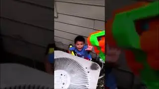 Kid gets shot by nerf gun with beautiful music HD 60FPS