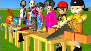 Scary Teacher 3D vs Squid Game Fake Arm and Wooden Hammer shorts video Miss T vs Granny Loser