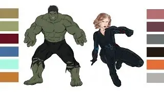 Coloring Pages Hulk & Black Widow in Avengers Infinity War Super Hero Marvel Digital Coloring