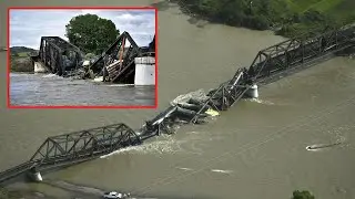 Freight train carrying hot asphalt, molten sulfur plunges into Yellowstone River as bridge fai#news