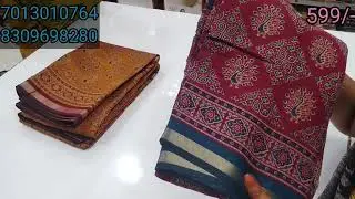 Lenin Cotton Digital Hand made paint sarees and Maheswari silk sarees price only 599/-