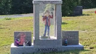 The graveyard clown of Halliburton Cemetery, near Pictou, Nova Scotia.