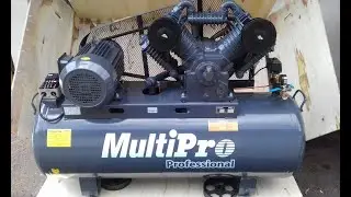 Air compressor 10 hp Multipro tipe VBC 1200-3/300 GD mengisi angin ban truck long fuso.
