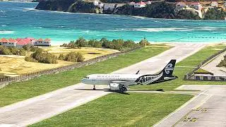 Insane Short Runway Takeoff! Air New Zealand A320 at St. Barth Airport
