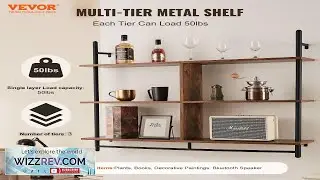 VEVOR Industrial Pipe Shelf 3 Tier 41.5x9.84in Wall Mount Floating Rustic Wood Shelves