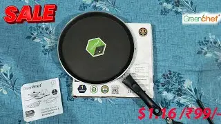 Greenchef Rio Tawa 25 cm 250MM Aluminium Nonstick Induction Bottom ($1.2/₹99) #4k #unboxing #cooking