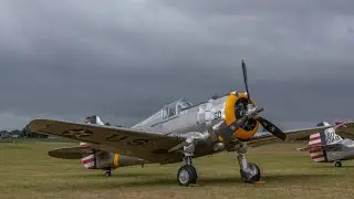 Curtiss P-36C & Hawk 75 taxi for take off @ Flying Legends 2023