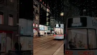 🇨🇭Beautiful white Tram at night - Zurich City / Switzerland🇨🇭