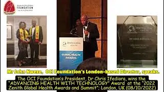 Dr Chris IFEDIORA wins the ADVANCING HEALTH WITH TECHNOLOGY Award: 2022 Zenith Global Awards, London