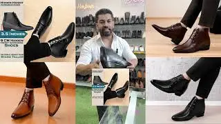 Men's stylish boots, feature a hidden heel that adds 3.5 inches to your height