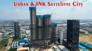 4K Drone Footage Urban, INK Satellite City 60M Street South Of Phnom Penh Development Area
