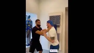 The smesh bros Khamzat Chimaev and Darren Till light spar in the Gucci store #shorts #khamzat #ufc