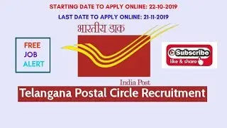Telangana Postal Circle Recruitment 2019 &ndash; Telangana Jobs 2019 - Last Date 14-11-2019