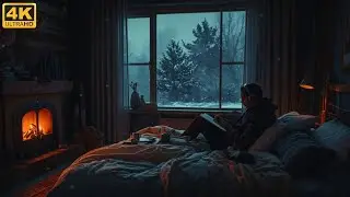 Cozy Winter Cabin Ambience ❄️ Warm Fireplace & Snowstorm | Lofi Hip Hop Mix for Studying & Reading