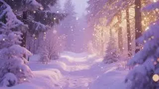 Purple Winter Forest Path &ndash; Calm Night Screen Ambience (Silent Wallpaper)
