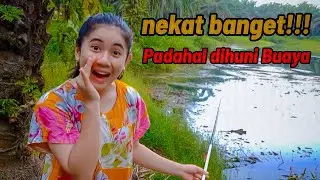 Nekat!! Mancing tegek di rawa yang ada buayanya || Lady Angler