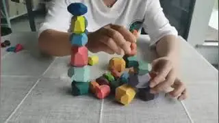 Wood Blocks For Kids   Wood Rock Set Balancing Blocks Natural Wood Toy