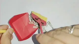How to make paper broom and dustpan | paper craft ideas | paper toys | craft