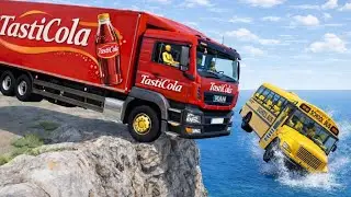 BeamNG.drive | School Bus on Dangerous Cliff Roads | 😱 Extreme Crash Test |#82