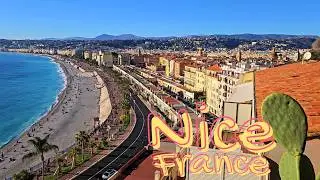 [4K] FRENCH RIVIERA 🌍 NICE A LOT OF TOURISTS & Ferris Wheel 🎡 Cote d'Azur 🌴 France 🇫🇷 Mediterranean