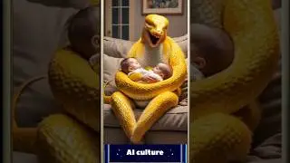 yellow mother snake baby AI generate short video @aiCulture-123