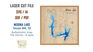 Digital file SVG - Medina Lake wooden map 3d nautical