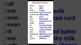 Milk products vocabulary # shorts # English