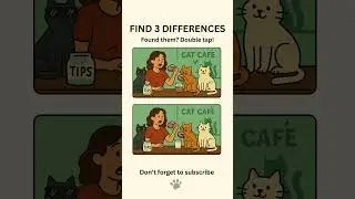 🐱 Can You Spot the 3 Differences? | Cat Caf&eacute; Challenge ☕