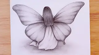 How to draw a Girl with Beautiful Butterfly Wings for beginners || Fairy Drawing - Pencil Sketch