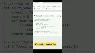count vowels in string Python #python #trending #coding #datastructure #chatgpt #pythontutorial