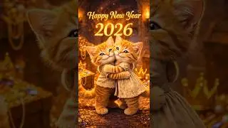 &hearts;️Happy New Year 2026 🎊 #happybirthday #cute  #catshorts #aistory #cat #catlovers #kitten #cutecat