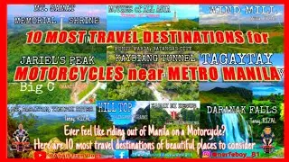 10 MOST TRAVEL DESTINATIONS for MOTORCYCLES RIDER'S near METRO MANILA || Abai Efren Vlogs