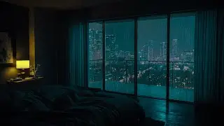 Rainy Night City View From Bedroom Window | Calm Rain Sounds for Sleep & Focus