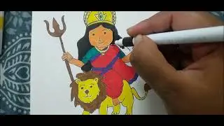 Cute and easy Navratri Special mata Rani drawing for kids with Nitara/Happy Navratri 